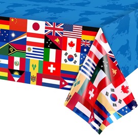 International Flag Tablecloth Nations theme Table Cover Party for International Feast,Olympic 2024 Decorations Table Cloth,Plastic World Country Flags Tablecloth for Football,Olympic Game 2024 Party