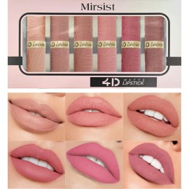 Set 6 Labiales Mate Marrón Rojo Larga Duración W