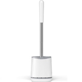 TRENTI Toilet Brush, Toilet Brush and Holder Set, Bristles Toilet Bowl Brush Head with Ventilated Holder, Wall Mounted Compact Toilet Brush Set for Bathroom Deep Cleaning (1, White)