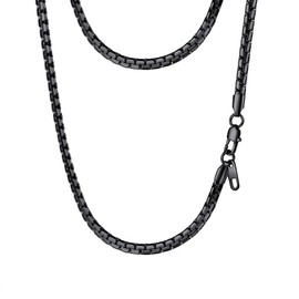 PROSTEEL Black Chain Mens Gothic Goth Jewelry Minimalist Round Link Chain Black Necklace