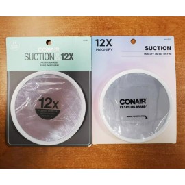 Conair 2 Pack: CONAIR Suction & 12X Magnifying Mirror White NEW (8838-F4B)