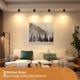 wowatt Pack of 4 Surface-Mounted Spotlights, Black, Surface-Mounted Spotlights with GU10 Socket, Suitable for GU10 and LED Modules, Surface-Mounted Light 30° Swivel, Surface-Mounted Ceiling Spotlights