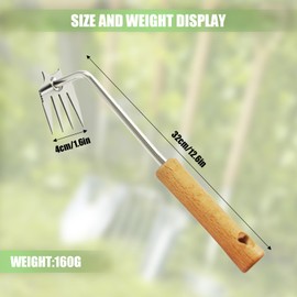 2Pcs Weed Pulling Tool Weed Puller Hand Long Wooden Handled Weeding Tool 4-Claws Uprooting Dandelion Weed Remover Tool Stainless Steel Patio Weed Remover Tool for Pulling,Digging,Transplanting