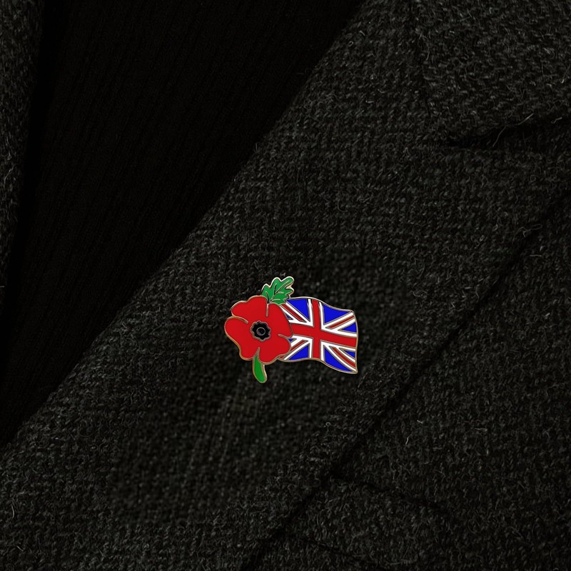 Red Poppy Union Jack Flag Pins Veteran Soldier Remembrance Day