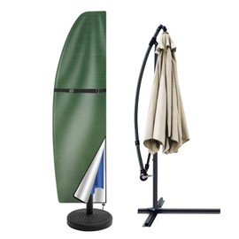 Teynewer Parasol Cover Waterproof, Cantilever Parasol Protective Covers with Telescopic Pole and Zipper Fit for 1 to 3 m Large Umbrella Patio Parasol Weatherproof UV-Anti Windproof, Green