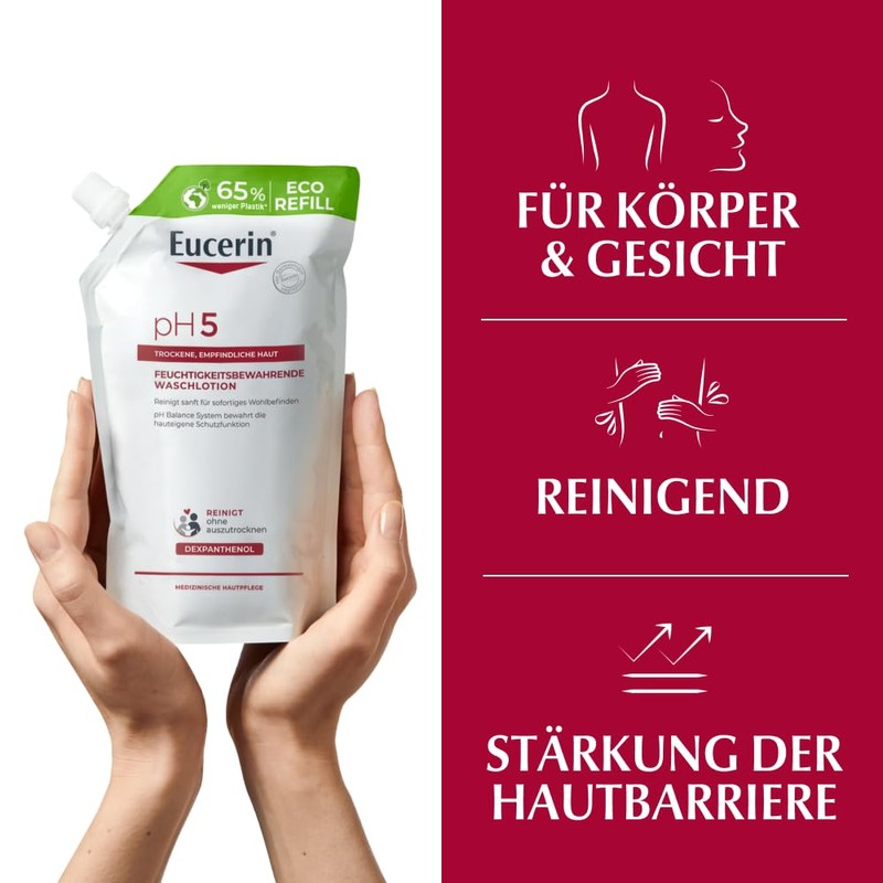 Eucerin pH5 Moisturising Wash Lotion Refill Bag 400 ml, Mild