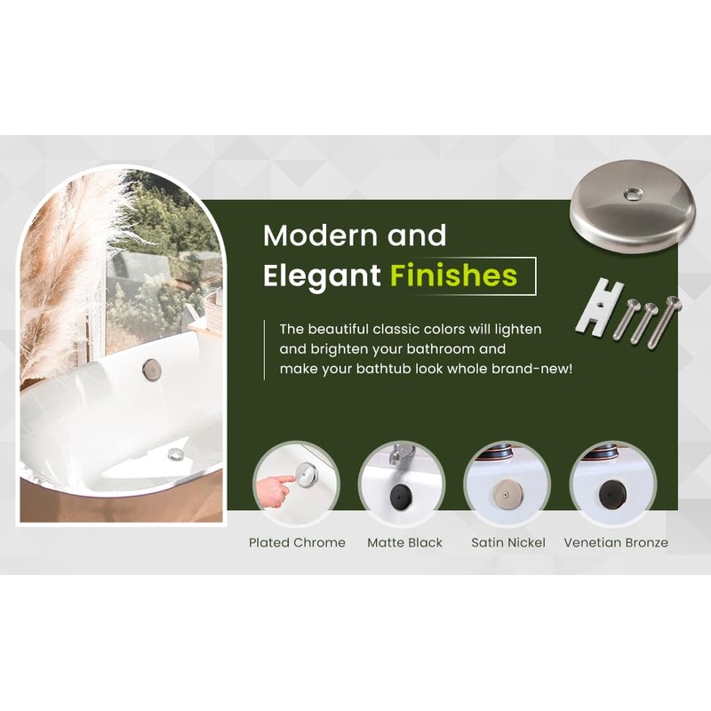 CalcMetal Single Hole Bathtub Drain Overflow Plate with One Matching