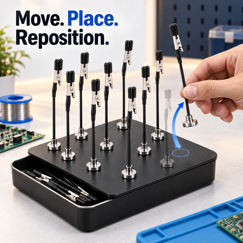 4-Piece Magnetic Soldering Helping Hands with Flexible Arms and Soft-Tip