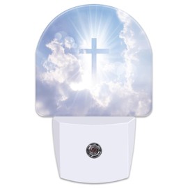VURQLHE Shining Cross on Blue Sky Night Light for Kids,Christian Cross and Clouds Plug in Night Light with Dusk to Dawn Sensor, 0.5w Energy Saving Nightlight for Hallway Stairway Kitchen Bedroom