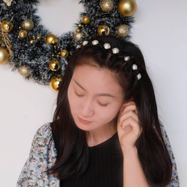 TseenYi Pearl Hairpin Hairband Layered Bangs Hairpin Hairband Double Layer Twist Plait Hair Tools Baroque Wedding Bridesmaids Jewelry for Women and Girls(Gold 1pcs)