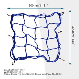 GOOFIT 12" x 12" Elasticated Bungee Luggage Cargo Net with Hooks Hold Down Replacement For Motorcycles Motorbike ATV Bikes Cars Trucks Dark Blue