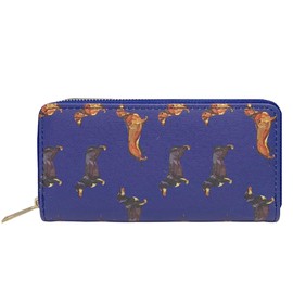 GFM® Womens Dogs Cats Flowers Poppy Pattern Purse Wallet (PRS-dg-Dachshunds-Blue)(PRS-DG-GHNL-5048-I)