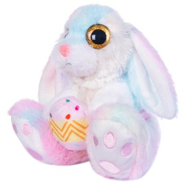 My OLi Easter Bunny Stuffed Bunny Animal Plush 8.5" Easter Rabbit with Easter Egg Bedtime Friend Toy Gifts for Girls Boys Kids, Rainbow