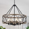 6-Light Farmhouse Chandelier for Dining Room 21.65”Rustic Chandeliers Imitation Wood