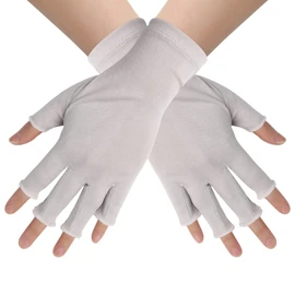 CINECE Women's Silk Gloves, Hand Care, Moisturizing, Heat Retention, Protection, Rough Skin, Sunscreen (Half Finger, Gray)