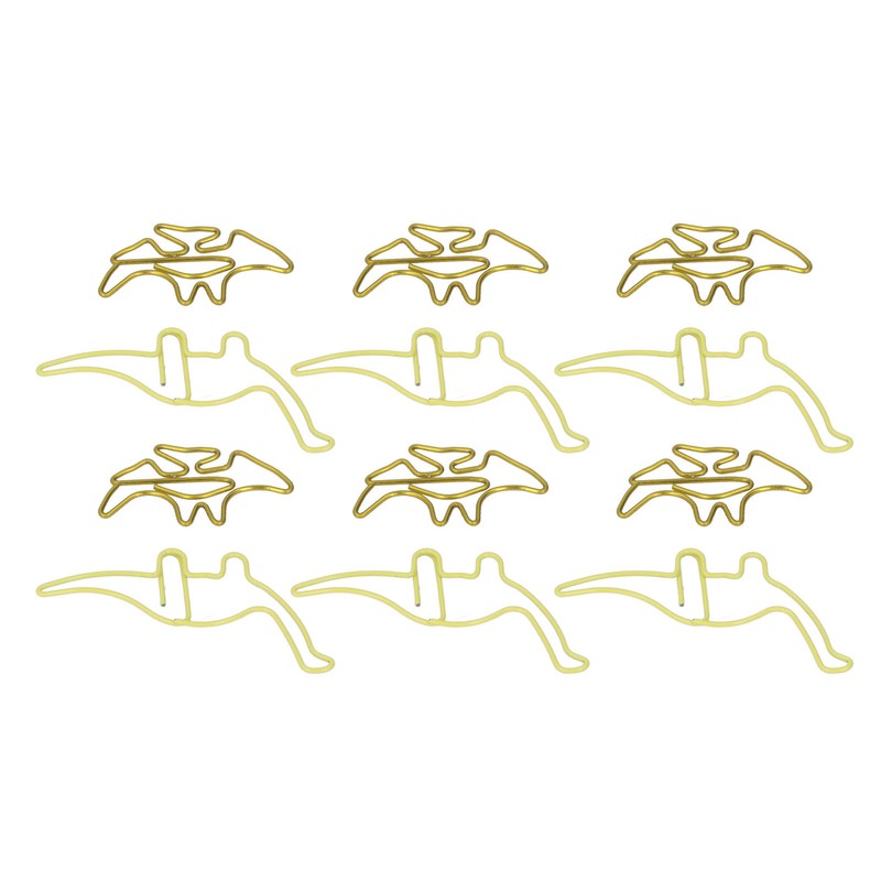 100pcs Shaped Paper Clips Pterosauria Yellow Dinosaur Shape Metal Portable
