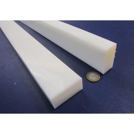 White HDPE (High Density Polyethylene) Rectangular Bar 1.00" (1") x 2.00" (2") x 48" 2 pc
