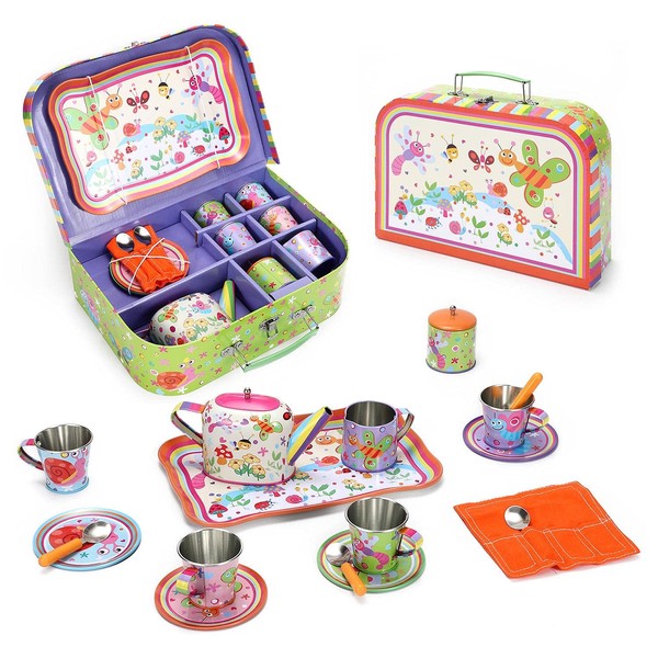 SOKA Bugs Metal Tin Teapot Set with Carry Case Toy