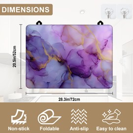 Stove Top Covers for Electric Stove,Purple Gold Marble Heat Resistant Glass Cooktop Cover Protector for Kitchen Ceramic Countertop Dish Drying Mats 28.5'' x 20.5''