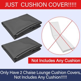 FuWeave 2 Pcs Waterproof Chaise Lounge Cushion Cover Outdoor (Not Includes Cushion) 72 x 21 x 3 Inch Chair Replacement Cover Chaise Slipcover with Zipper Ties for Patio Pool (Dark Gray)