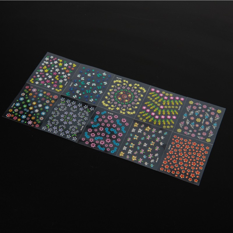 Cellretem Partners Flower Nail Stickers, 10 Sheets