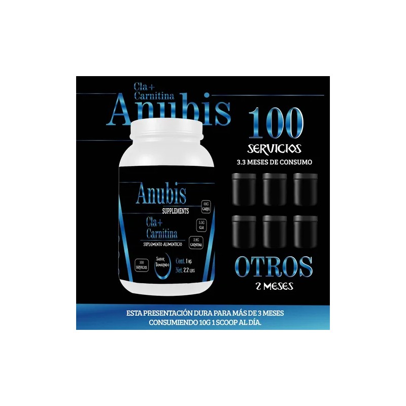 Cla Carnitina 1kg Anubis 100 Servs Pre Entreno Sabores