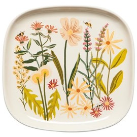 Now Designs Shaped Dish Serveware, W7 x L6.7in, Bees & Blooms