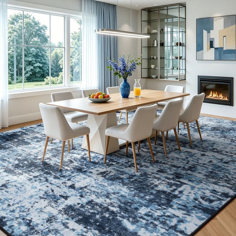 Lessymo Area Rug 9x12 Living Room, Washable Abstract Soft Carpet