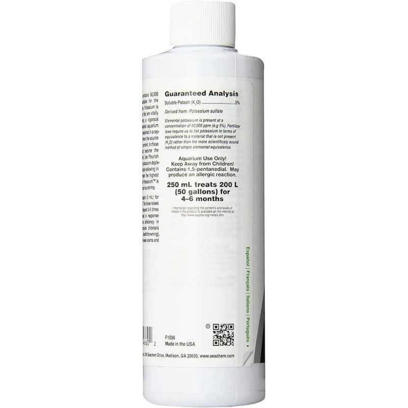 Seachem Flourish Potassium 250ml Aquarium Plant Growth Supplement No Nitrate