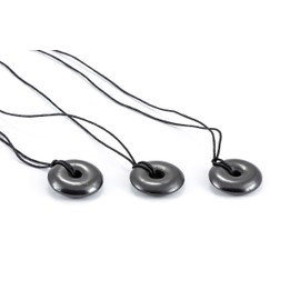 SN NATURSTEIN UG - Shungite "Donut" Pendants, 30 mm | Gem Stone from Karelia - 3 Units