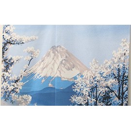 Noren Noren "Winter Fuji" [IT] [DM] (#9893104) Size: 33.5 x 59.1 inches (85 x 150 cm) Divider Mt. Fuji Japanese Style Japanese Pattern Snow