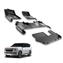 AOMSAZTO Floor Mats for Nissan Armada/Infiniti QX80 2025 8 Seats(Not Fit 7 Seats)-All Weather for 2025 Armada Floor Mats