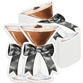 100 Pcs Espresso Martini Party Supplies Martini Glass Shaped Napkins Martini Bow Party Decorations Bar Beverage Paper Napkins Bachelorette Guest Napkins Coffee Martini Hand Towel for Birthday Wedding