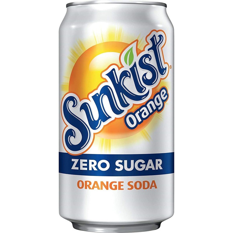 Sunkist Orange Zero Sugar Soda, 12oz Cans, 24 Units