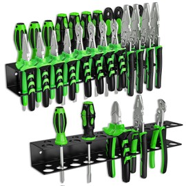 TUSPEU Screwdrivers Pliers Holder Wall Mount, Heavy Duty Metal Utility Storage Rack for Pliers Small Tools, Screw Driver Organizer Suitable Garages Homes Workshops Sheds (23 holes 2PC)