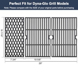 Criditpid Grill Replacement Parts for Dyna-Glo 5 Burner DGH474CRP DGH485CRP DGH483CRP, Stainless Steel Heat Plate Shields and Cast Iron Cooking Grates for Dyna-Glo 4 Burner DGH450CRP.
