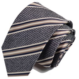 Michi Ki-006-B Italian Fabric, Japanese Sewing, Fabric in Itary Necktie, Brand KOSHINO Striped Pattern, 100% Silk, Present, Gift, Unisex, Unisex, Gray, gray