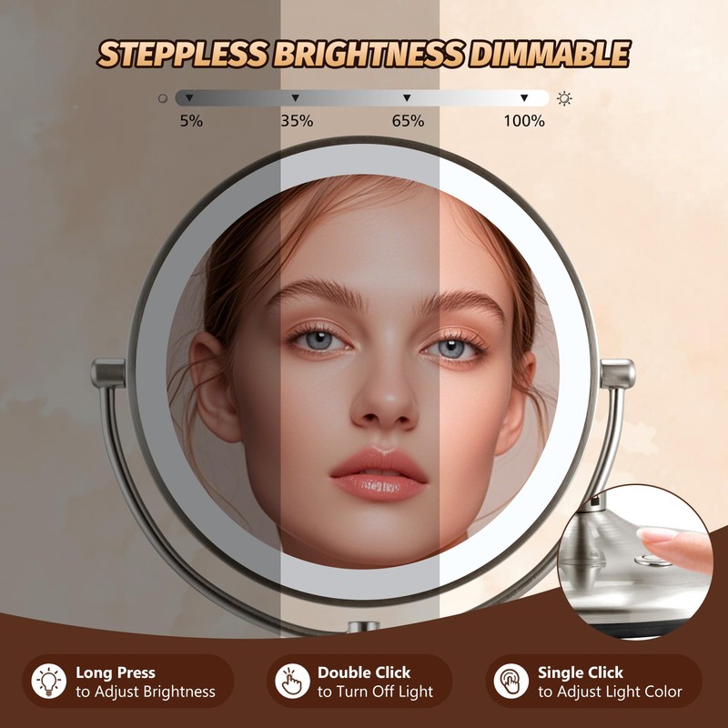 15X Magnifying Mirror with Light: 9 inch Lighted Makeup Mirror,