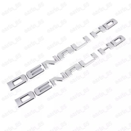 GMC 2x Denali HD Side Door Tailgate Letter Nameplate Emblem Badge for Sierra Chrome