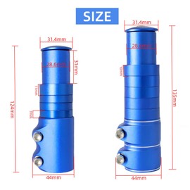 TRKIMAL Bike Stem Riser, Aluminum Alloy Bicycle Handlebar Stem Extender Raiser Adapter 1-1/8" 28.6mm Fork,124mm/135mm for Mountain Bike, MTB, Road Bike with Hexagonal Wrench (Blue, 124mm)