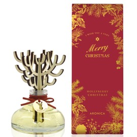 Aronica Christmas Tree Diffuser - Hollyberry Scent Reed Diffuser for Home, High End Red Classy Xmas Decorations Gifts, Holiday Cinnamon Vanilla Smell, Winter Essentials for Apartment