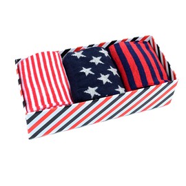 BG Premium Dress Socks for Men. Classic and Formal Apparel Patterned Socks, 3 Pair Set with a Gift Box - Red, White, and Blue