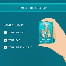 Compeed Mixed Size Blister Plasters, 5 Hydrocolloid Plasters, Foot Treatment, Fast Pain Relieve, Counts and Dimensions: 2 x Medium (6.8cm x4.2cm), 2x Small (6.0cmx2.0cm), 1x On toes (5.1cmx1.7cm)