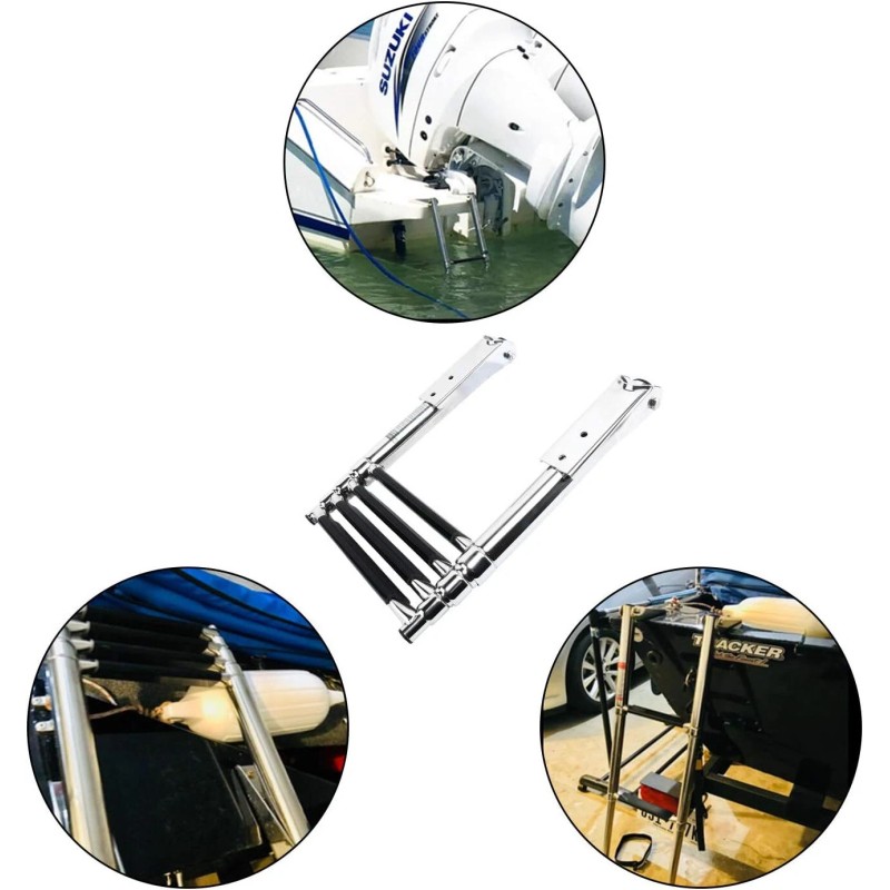 Amarine Made 4 Steps Boat Ladder Pontoon Telescoping Stainless Marine