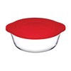 Pasabahce Borcam Plastic Red Lid Round Transparent Casserole Dish 1.45