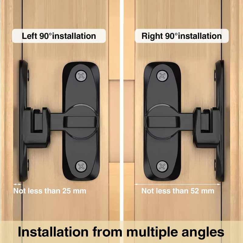 Barn Door Lock, 90/180 Degree Gate Latches, Zinc Alloy Right