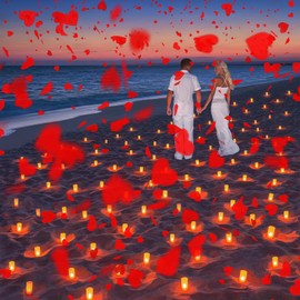 dellyy Confetti Cannon x 4, Confetti Cannon XXL, Confetti Cannon Biodegradable, Confetti Cannon Wedding Confetti Cannons with Hearts Red for Indoor and Outdoor Use (Red Love Heart)