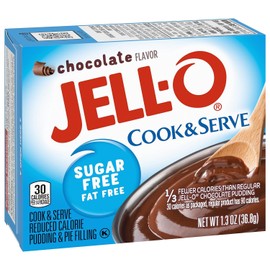 Jell-O Chocolate Pudding, Cook & Serve, Sugar Free, 1.3 oz Box, 4 Packs