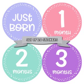 Months in Motion Baby Monthly Stickers - Baby Milestone Stickers - Newborn Girl Stickers - Month Stickers for Baby Girl - Baby Girl Stickers - Newborn Monthly Milestone Stickers - Set of 20