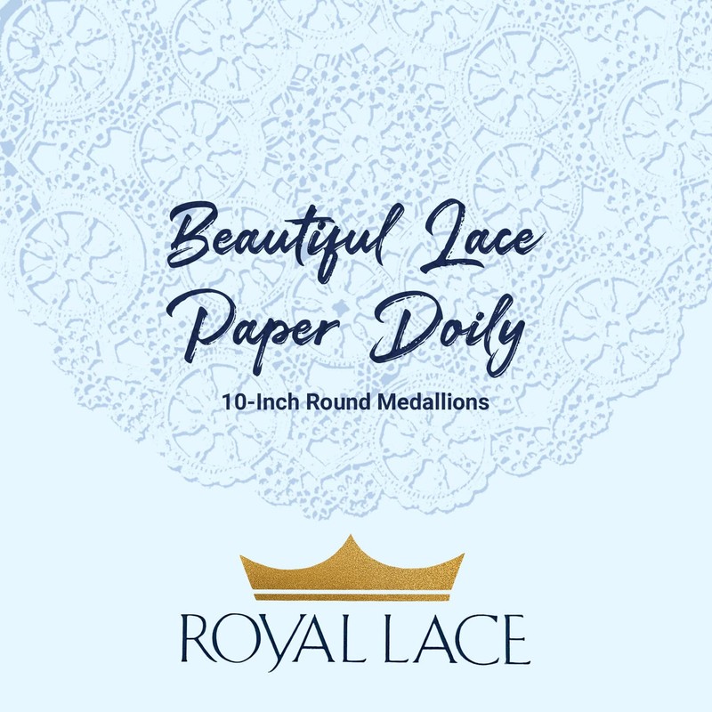 Royal Consumer Medallion Lace Round Paper Doilies, 10-Inch, Pack of